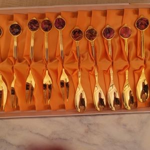 Striking 12 piece appetizer spoons and fork set. Perfect hostess CHRISTMAS GIFT!